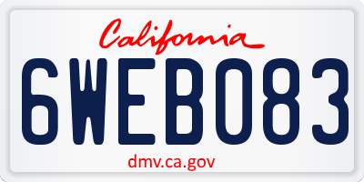 CA license plate 6WEB083
