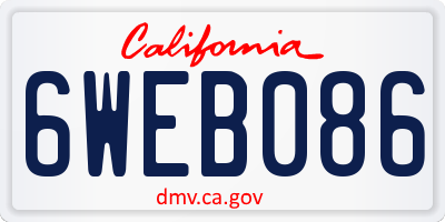 CA license plate 6WEB086