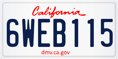 CA license plate 6WEB115