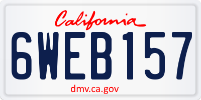 CA license plate 6WEB157