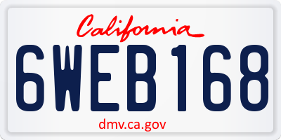 CA license plate 6WEB168