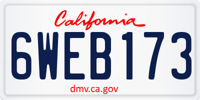 CA license plate 6WEB173