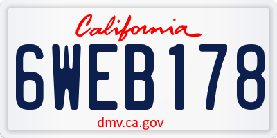 CA license plate 6WEB178