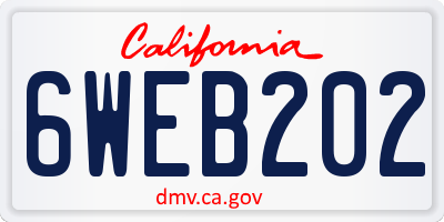 CA license plate 6WEB202