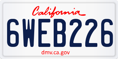 CA license plate 6WEB226