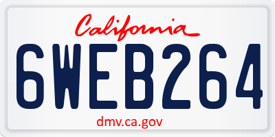 CA license plate 6WEB264