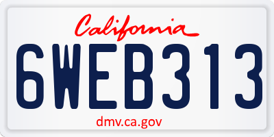 CA license plate 6WEB313