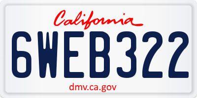 CA license plate 6WEB322