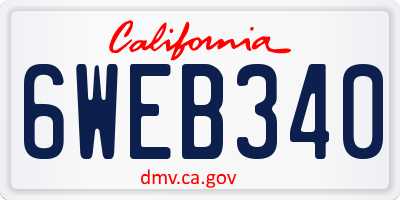 CA license plate 6WEB340