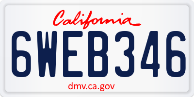 CA license plate 6WEB346