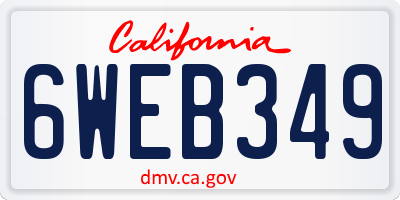 CA license plate 6WEB349