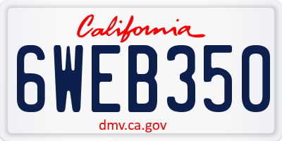 CA license plate 6WEB350