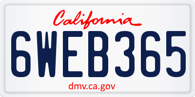 CA license plate 6WEB365