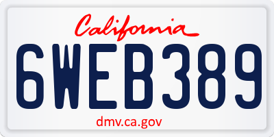CA license plate 6WEB389