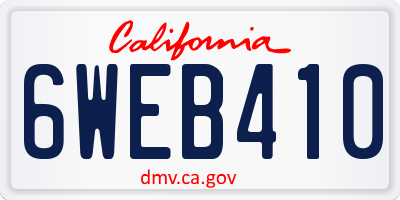 CA license plate 6WEB410