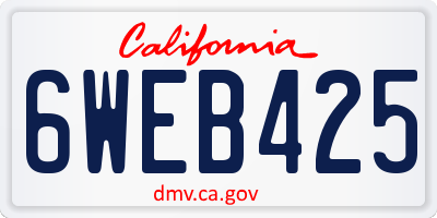 CA license plate 6WEB425