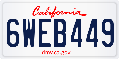 CA license plate 6WEB449