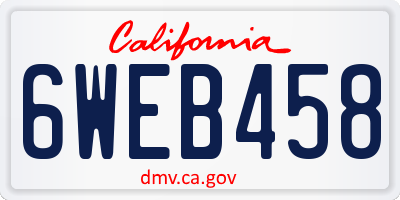 CA license plate 6WEB458
