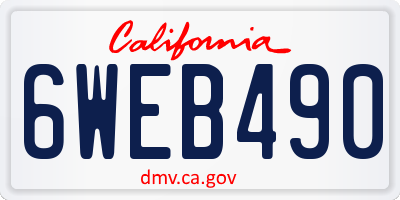 CA license plate 6WEB490