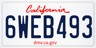 CA license plate 6WEB493