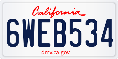 CA license plate 6WEB534