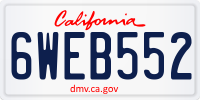 CA license plate 6WEB552