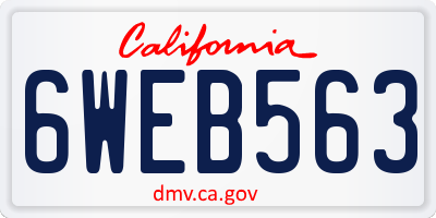 CA license plate 6WEB563
