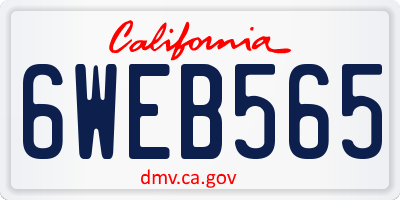 CA license plate 6WEB565