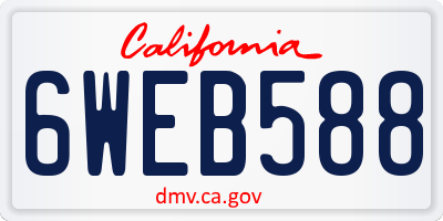 CA license plate 6WEB588