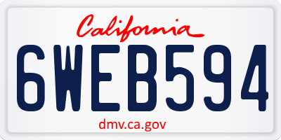 CA license plate 6WEB594