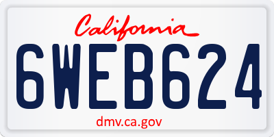 CA license plate 6WEB624