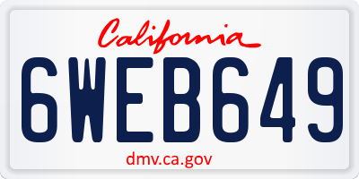 CA license plate 6WEB649