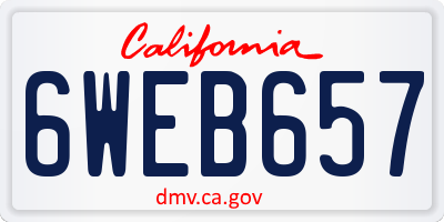 CA license plate 6WEB657