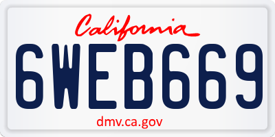 CA license plate 6WEB669