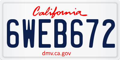 CA license plate 6WEB672