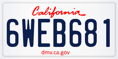 CA license plate 6WEB681
