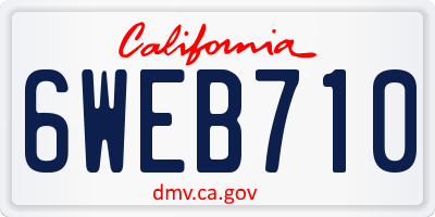 CA license plate 6WEB710