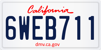 CA license plate 6WEB711