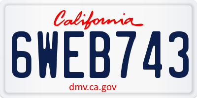 CA license plate 6WEB743