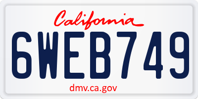 CA license plate 6WEB749