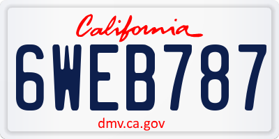 CA license plate 6WEB787