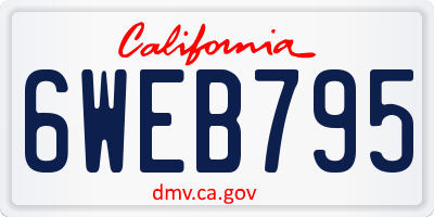 CA license plate 6WEB795