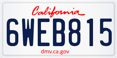 CA license plate 6WEB815