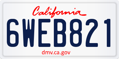 CA license plate 6WEB821
