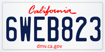 CA license plate 6WEB823
