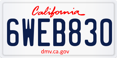 CA license plate 6WEB830