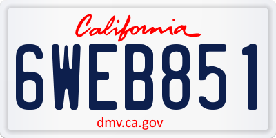 CA license plate 6WEB851