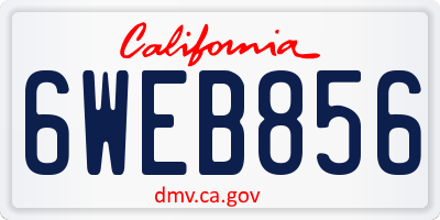 CA license plate 6WEB856
