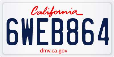 CA license plate 6WEB864