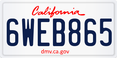 CA license plate 6WEB865